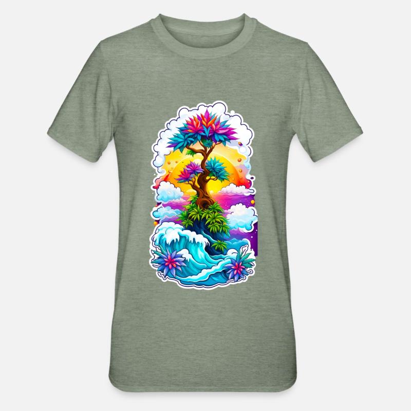 High waves 03 - Unisex Polycotton T-Shirt - Militärgrün meliert