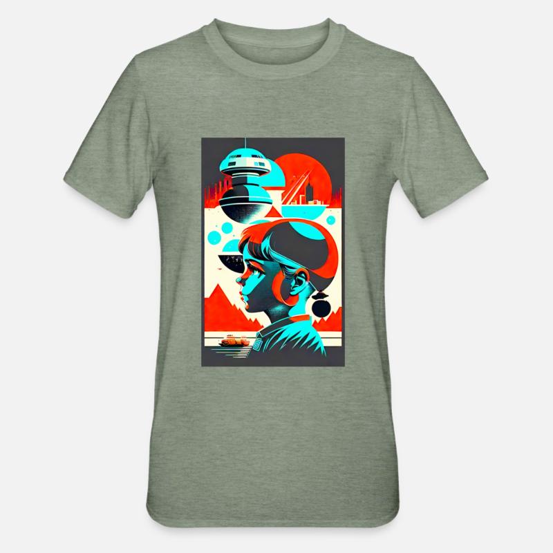 Fille de l’espace - T-shirt polycoton Unisexe - vert kaki chiné