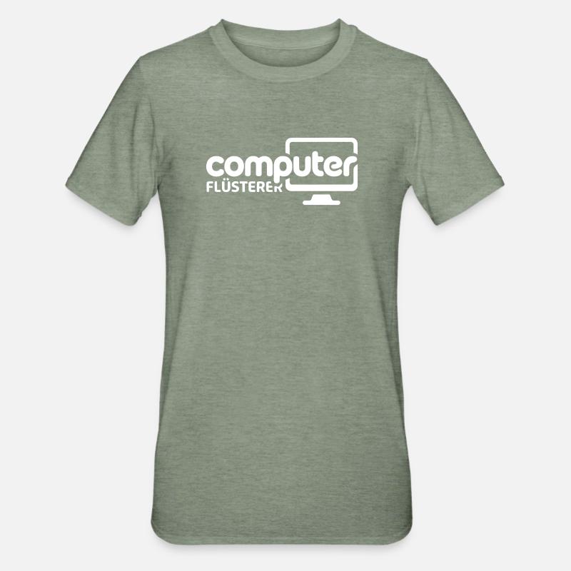 Illustration du moniteur Computer Whisperer - T-shirt polycoton Unisexe - vert kaki chiné
