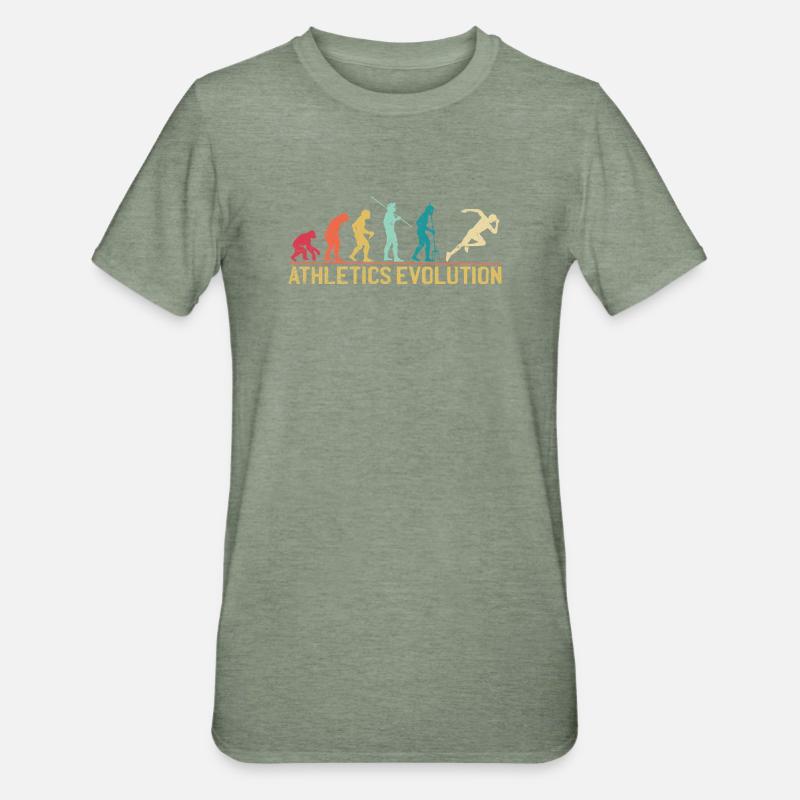 Evolution des athlètes humains Impression d’art - T-shirt polycoton Unisexe - vert kaki chiné