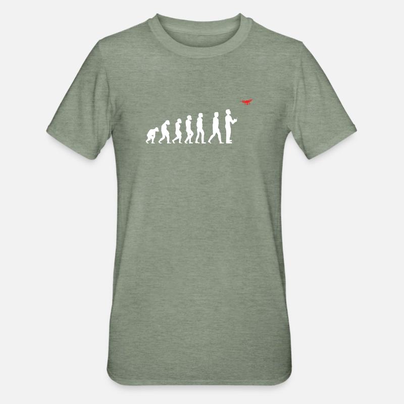 Evolution de l’homme pilote de drone - T-shirt polycoton Unisexe - vert kaki chiné