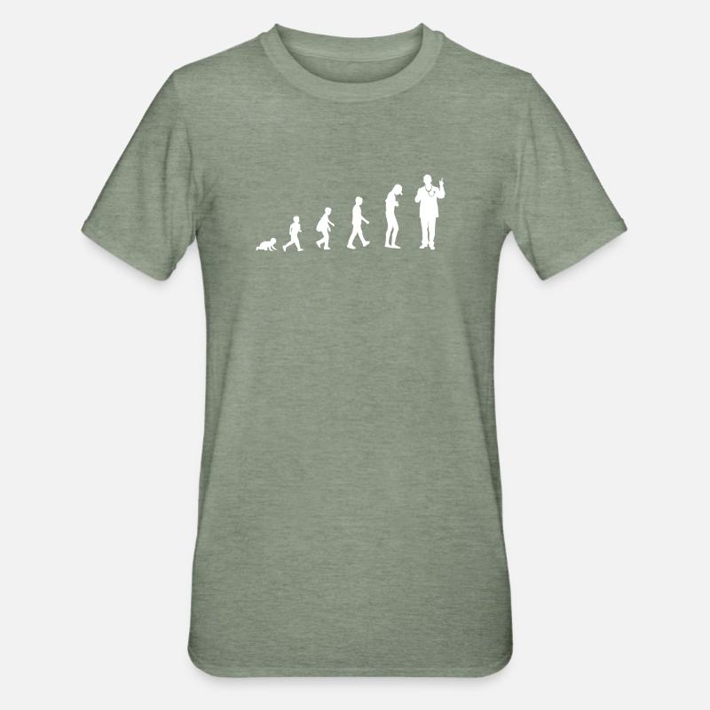 Évolution du bébé au médecin - T-shirt polycoton Unisexe - vert kaki chiné