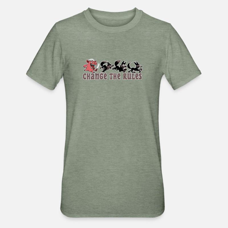 cochon change les règles ! - T-shirt polycoton Unisexe - vert kaki chiné