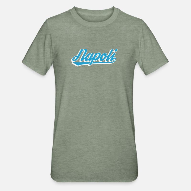 Napoli Rétro Script Blue - T-shirt polycoton Unisexe - vert kaki chiné