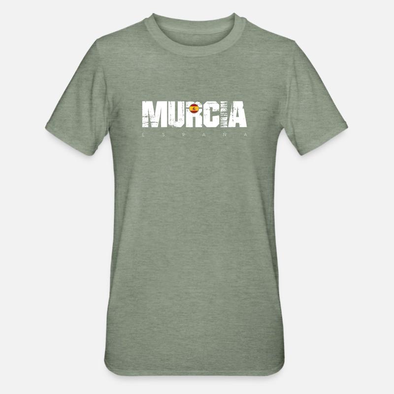 Murcia Spanien Distressed Text - Unisex Polycotton T-Shirt - Militärgrün meliert