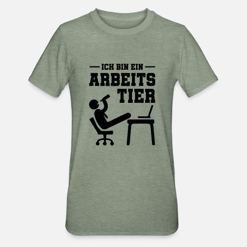ich bin ein arbeitstier - Unisex Polycotton T-Shirt - Militärgrün meliert