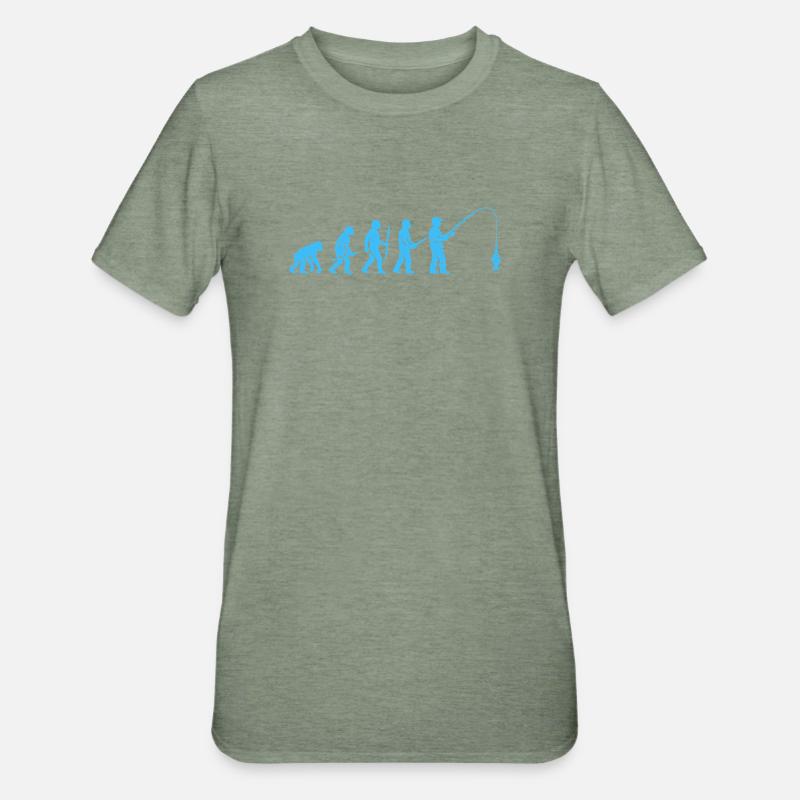 Évolution de la pêche - T-shirt polycoton Unisexe - vert kaki chiné