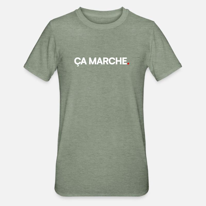 ÇA MARCHE | Expression minimal humour - T-shirt polycoton Unisexe - vert kaki chiné