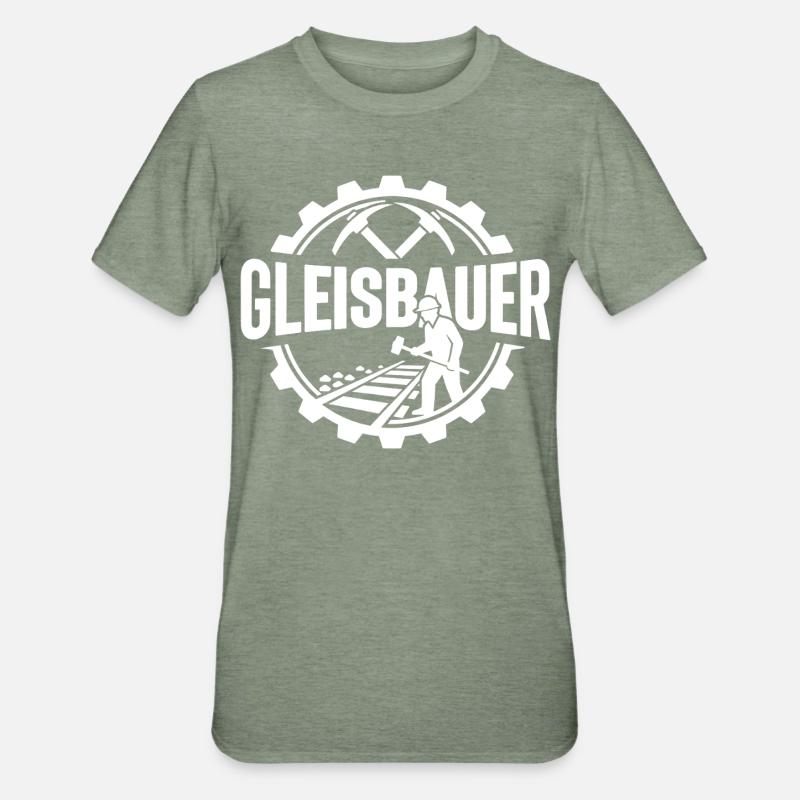 Track Builder Construction Site Railway - Unisex Polycotton T-Shirt - heather military green