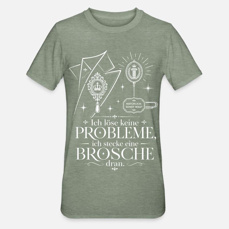 Ich stecke eine Brosche dran - Unisex Polycotton T-Shirt - Militärgrün meliert