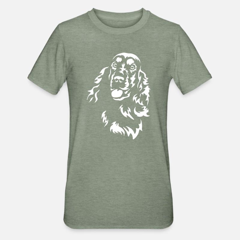 Cocker Spaniel Head « Black Edition » - T-shirt polycoton Unisexe - vert kaki chiné