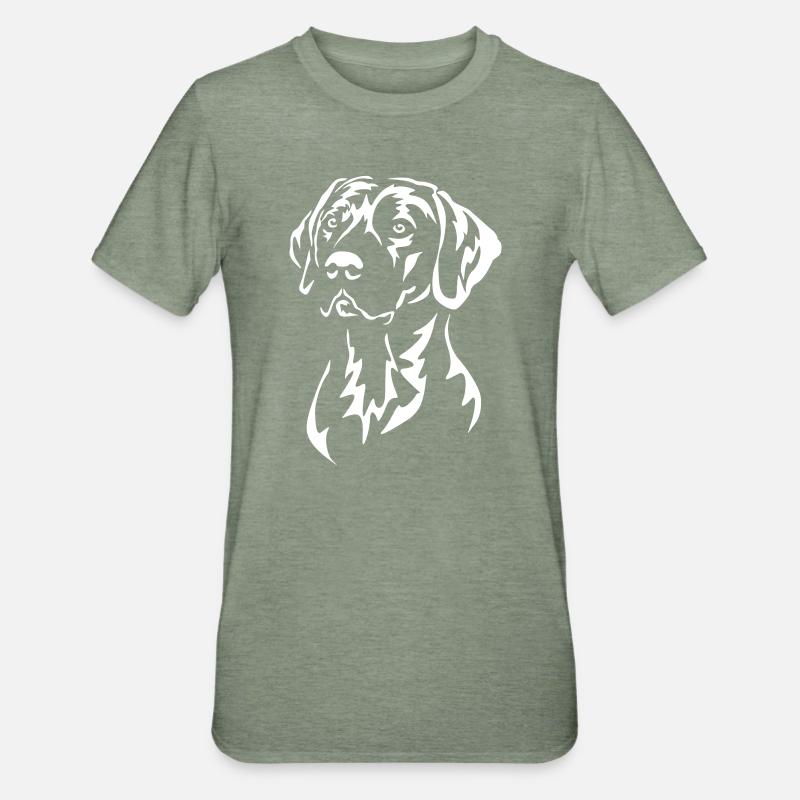 Rhodesian Ridgeback Head « Black Edition » - T-shirt polycoton Unisexe - vert kaki chiné
