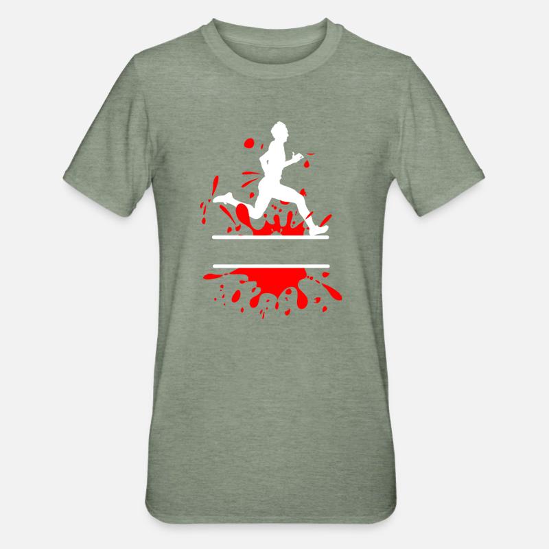 Mud Run Man – Custom Splash Runner - Unisex Polycotton T-Shirt - Militärgrün meliert