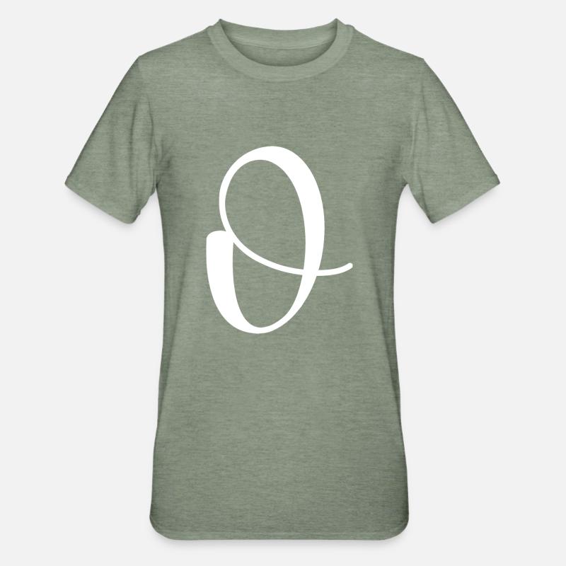 Calligraphie, initiale O - T-shirt polycoton Unisexe - vert kaki chiné