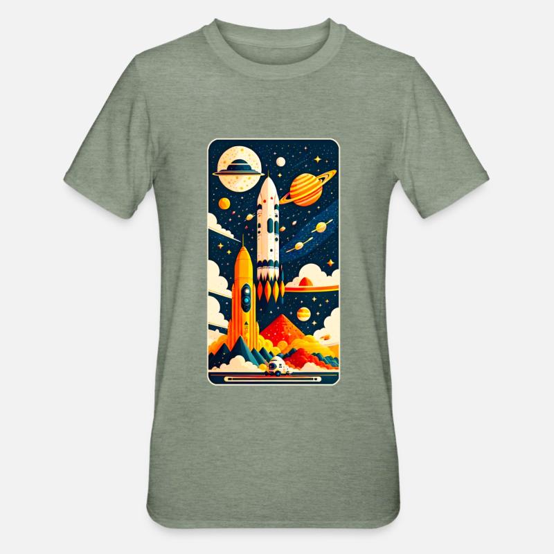 Space - Unisex Polycotton T-Shirt - Militärgrün meliert