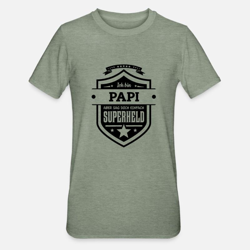 Super Papi - Unisex Polycotton T-Shirt - Militärgrün meliert