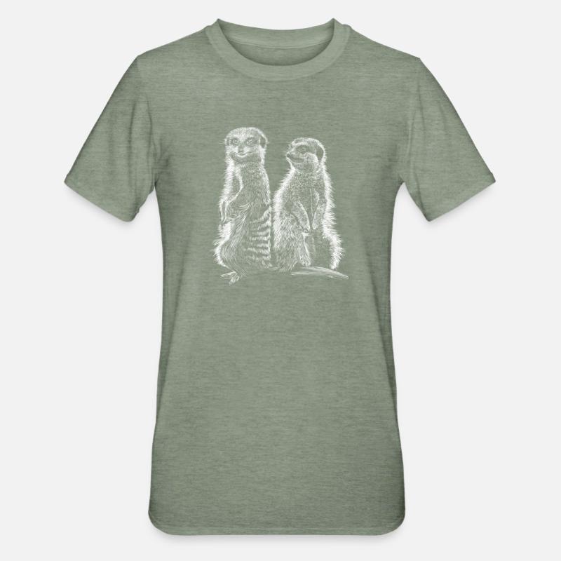 Erdmännchen - Unisex Polycotton T-Shirt - Militärgrün meliert