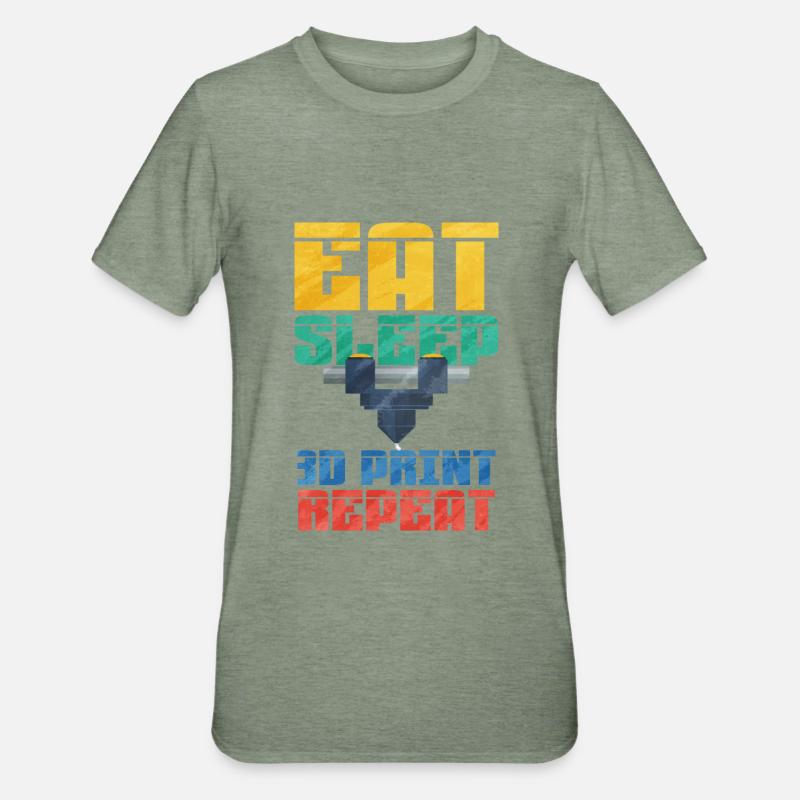 Impression 3D - T-shirt polycoton Unisexe - vert kaki chiné