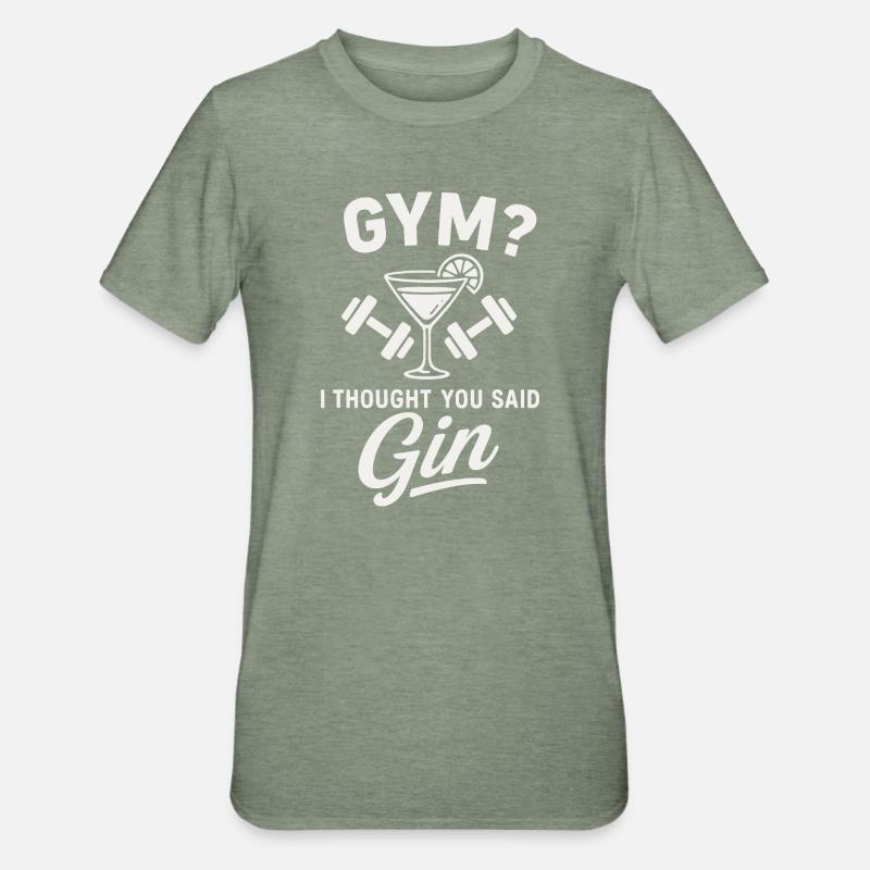Gym oder Gin ? - Unisex Polycotton T-Shirt - Militärgrün meliert