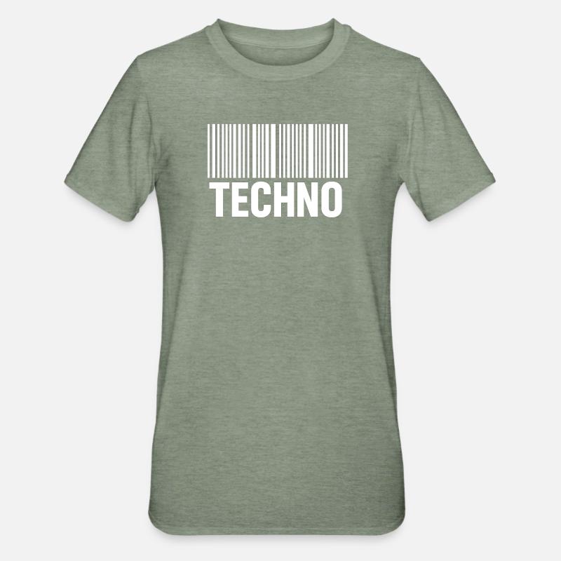 Techno Barcode Pattern - Unisex Polycotton T-Shirt - heather military green