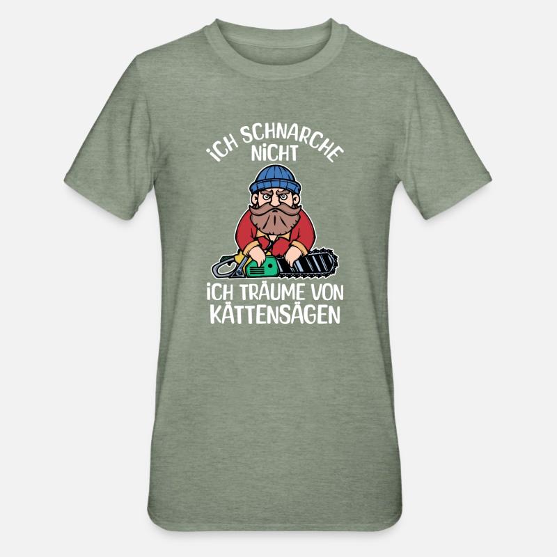 Bûcheron déclaration tronçonneuse boiseries bois - T-shirt polycoton Unisexe - vert kaki chiné
