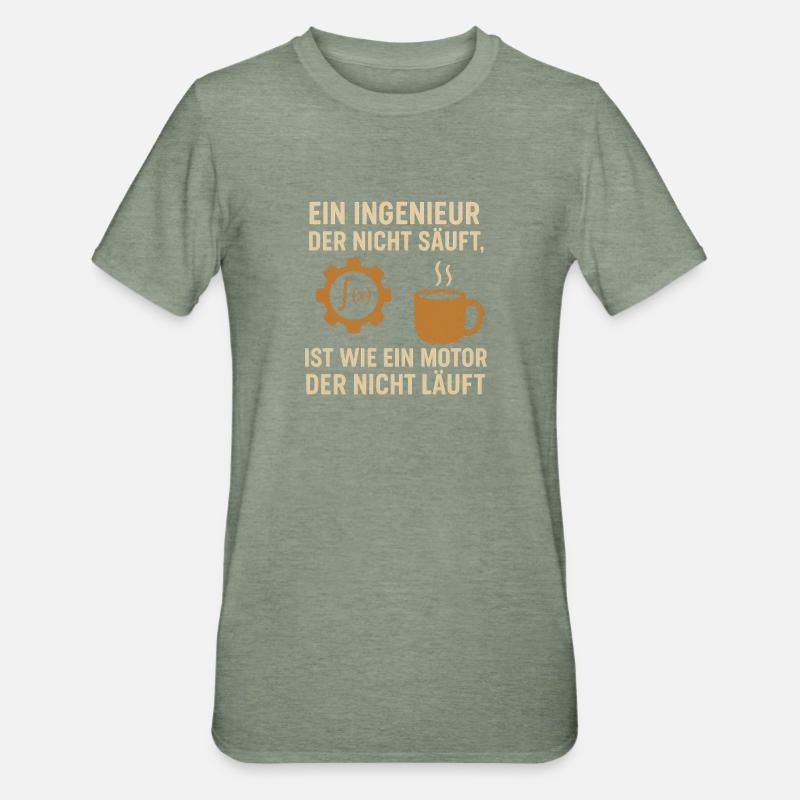 Ingenieur Humor Kaffee Motor - Unisex Polycotton T-Shirt - Militärgrün meliert