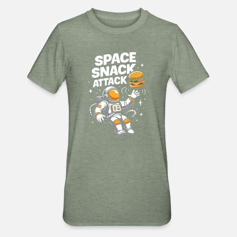 Conception spatiale du hamburger d'astronaute - T-shirt polycoton Unisexe - vert kaki chiné