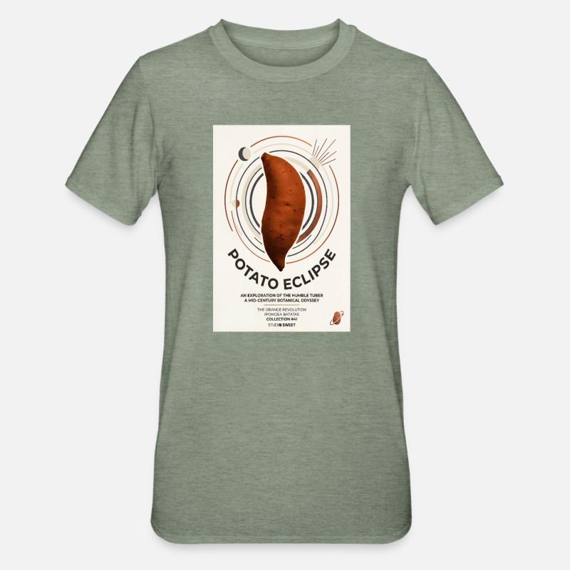 Potato Eclipse : Humble Tuber Odyssey - T-shirt polycoton Unisexe - vert kaki chiné