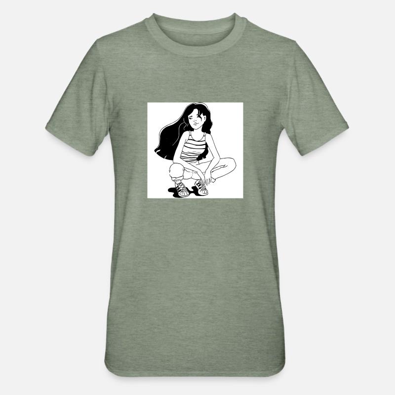 Mode Mädchen - Unisex Polycotton T-Shirt - Militärgrün meliert