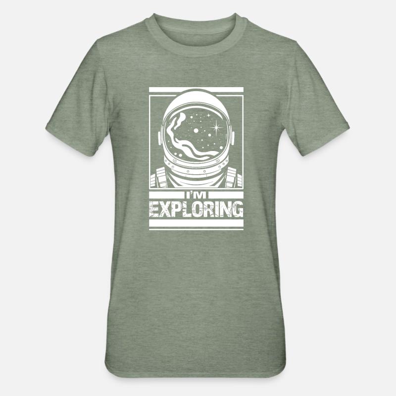 J’explore - T-shirt polycoton Unisexe - vert kaki chiné