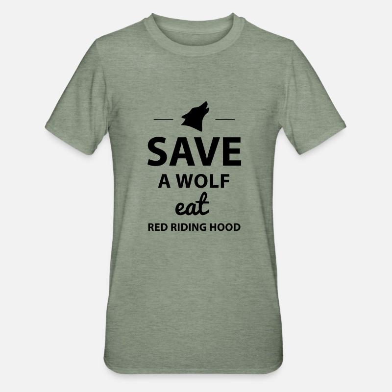 Save A Wolf - T-shirt polycoton Unisexe - vert kaki chiné