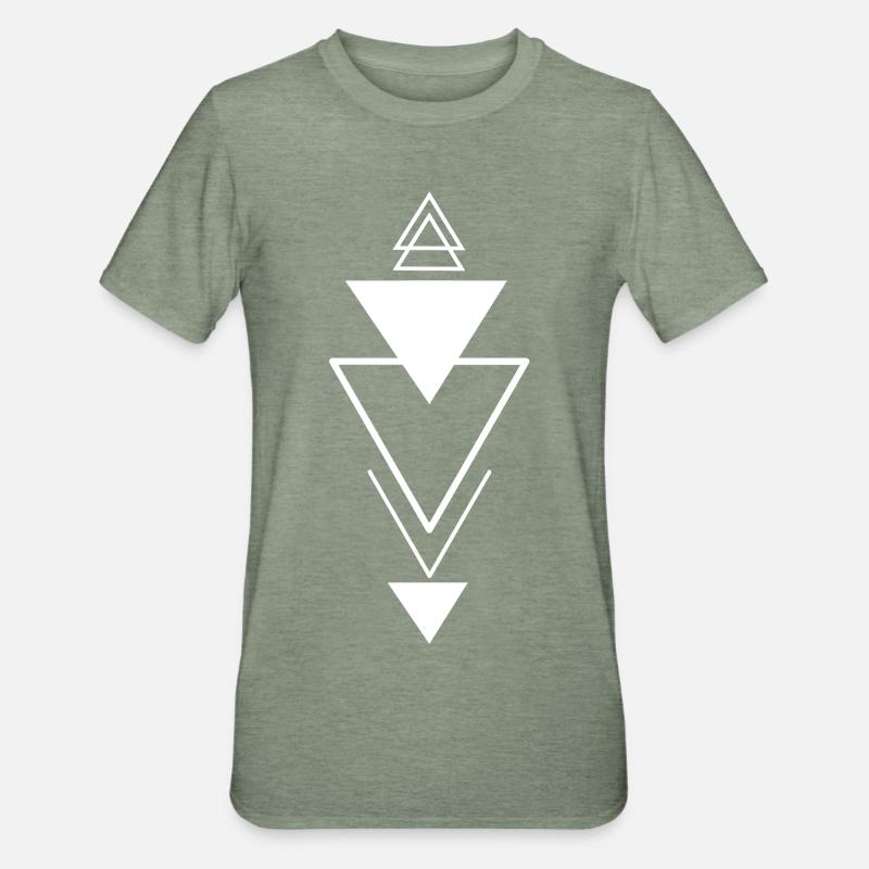 Triangular symbol (white) - Unisex Polycotton T-Shirt - heather military green