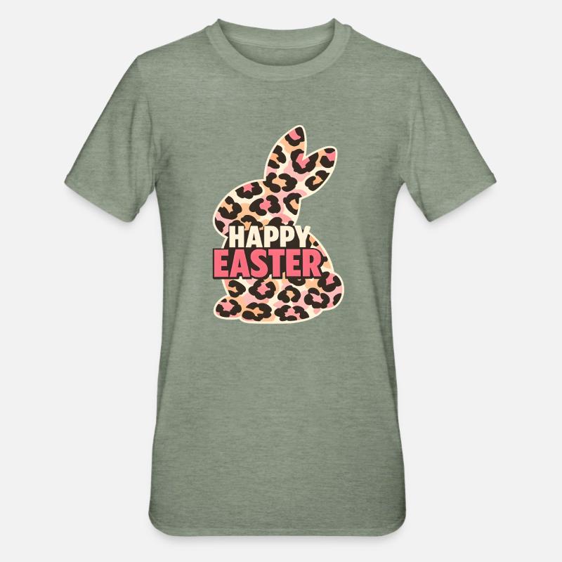 Happy Easter Easter Bunny Leopard - Unisex Polycotton T-Shirt - heather military green
