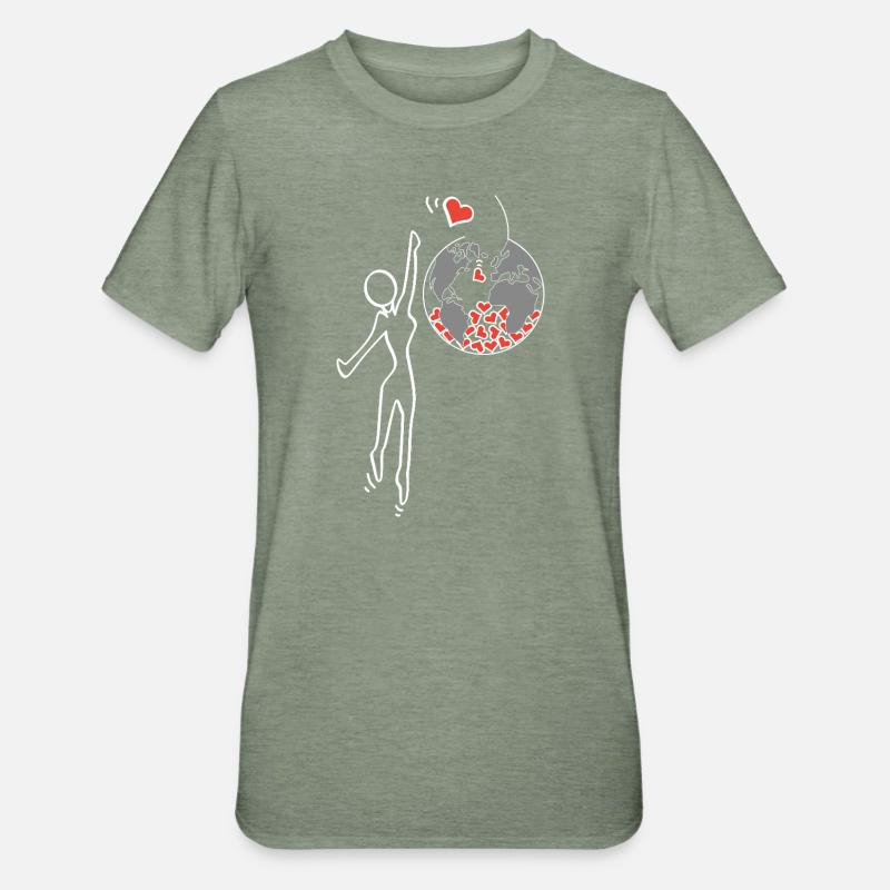Give love - Unisex Polycotton T-Shirt - heather military green