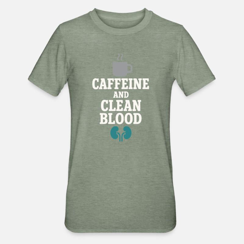 Dialyse, infirmière, technicien, soins rénaux, néphrologie - T-shirt polycoton Unisexe - vert kaki chiné