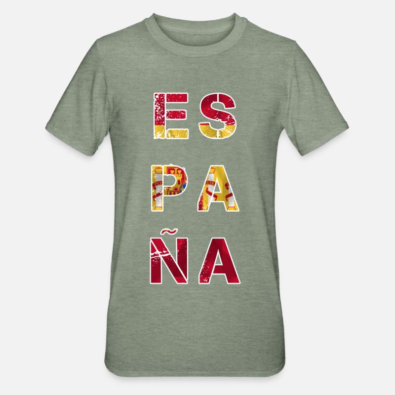 Spanien Design. - Unisex Polycotton T-Shirt - Militärgrün meliert