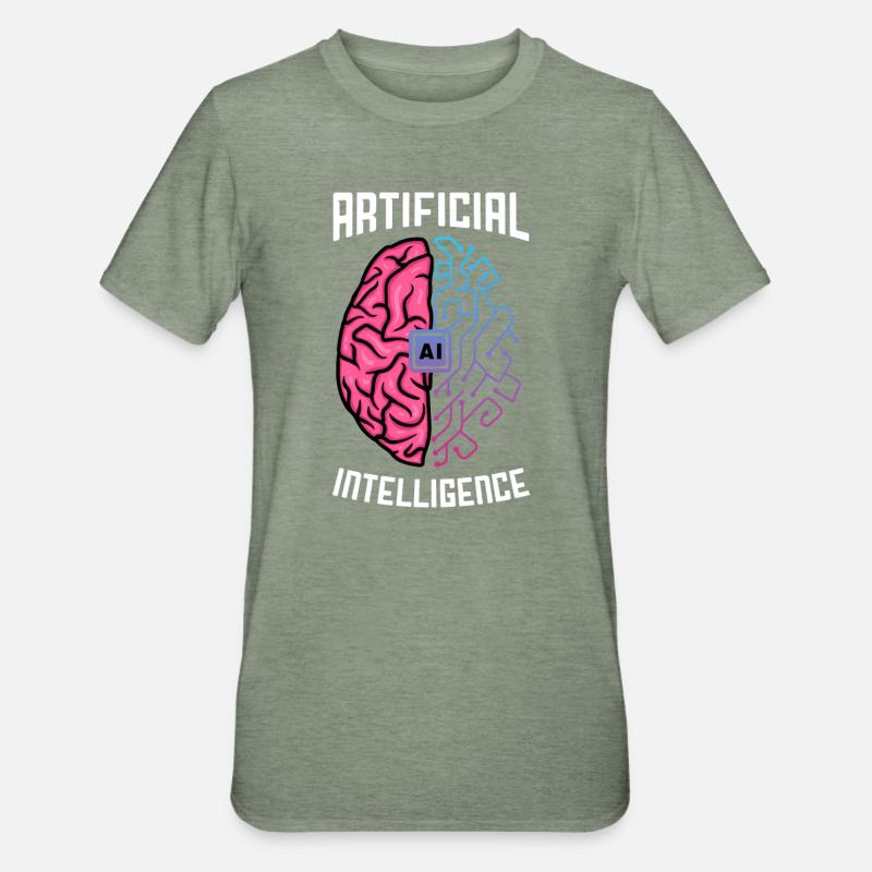 Artificial Intelligence Brain Tech Design - Unisex Polycotton T-Shirt - heather military green