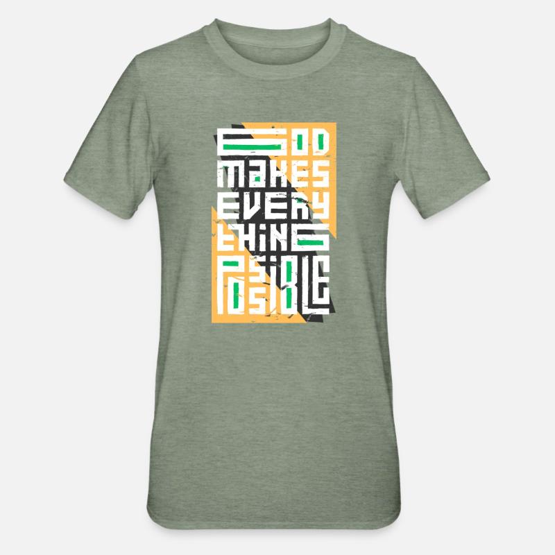 Dieu rend tout possible - T-shirt polycoton Unisexe - vert kaki chiné