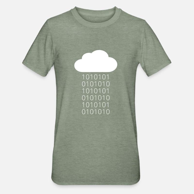 Cloud Data Rain Binary - Unisex Polycotton T-Shirt - Militärgrün meliert