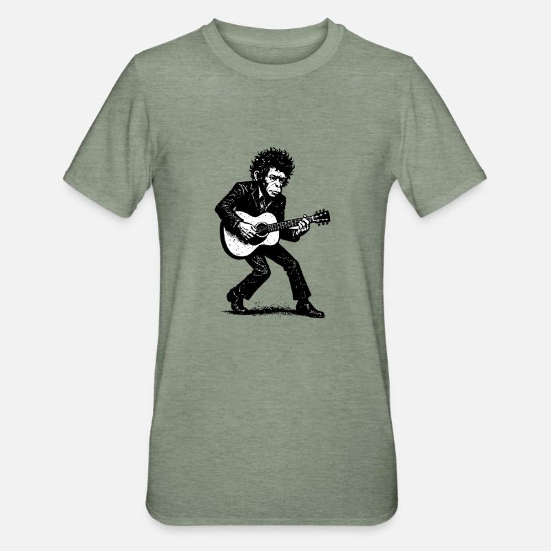 Auteur-compositeur-interprète | Le Singe Danseur - T-shirt polycoton Unisexe - vert kaki chiné