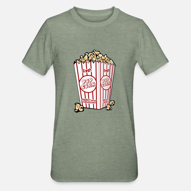 Popcorn. Geschenkidee - Unisex Polycotton T-Shirt - Militärgrün meliert