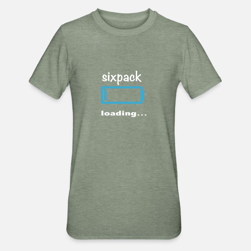 sixpack loading - Unisex Polycotton T-Shirt - Militärgrün meliert