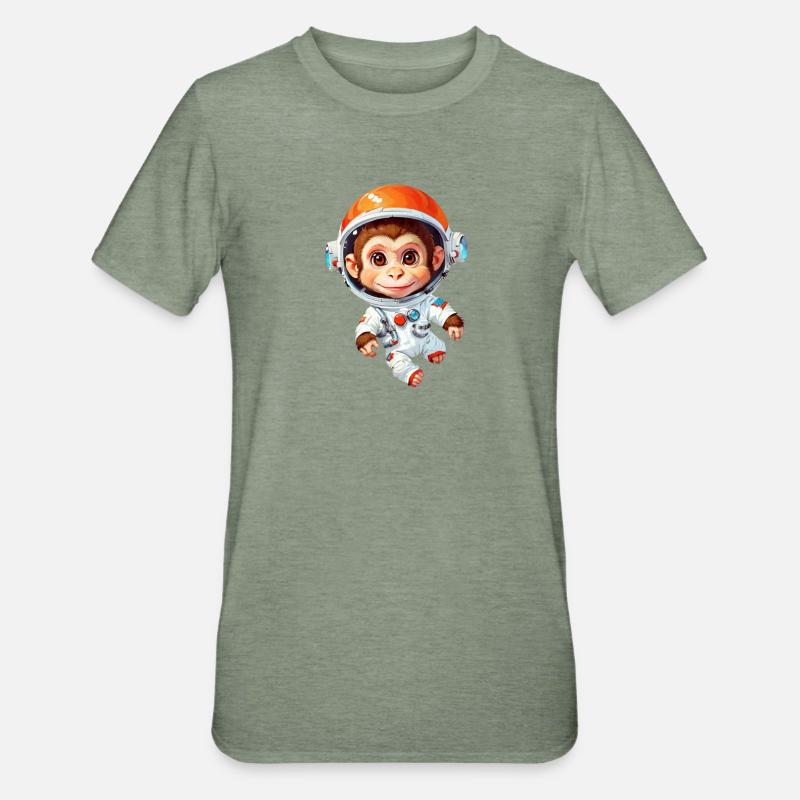 Singe de l’espace - T-shirt polycoton Unisexe - vert kaki chiné
