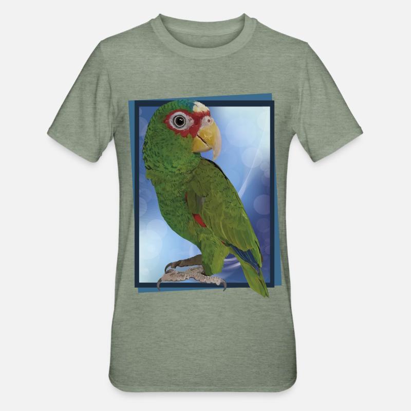 Perroquet à front blanc - T-shirt polycoton Unisexe - vert kaki chiné