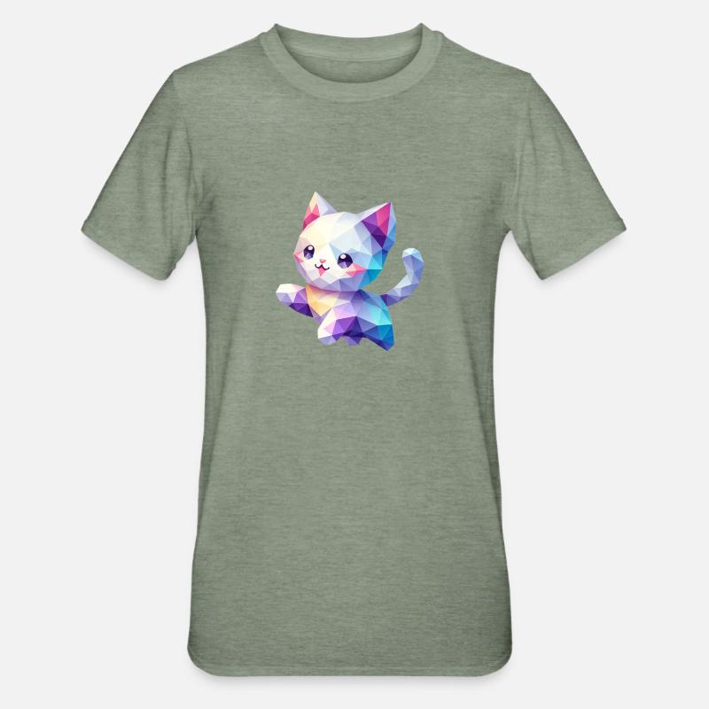Chat - T-shirt polycoton Unisexe - vert kaki chiné