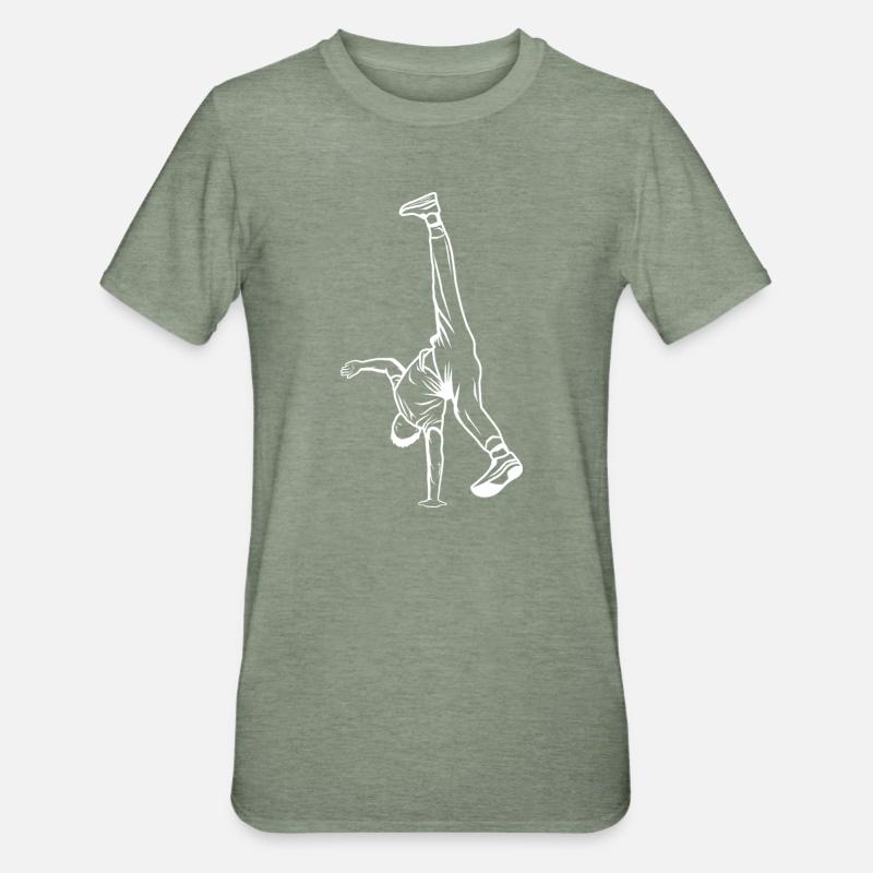 B Boy Tegning - Unisex polycotton T-shirt - militærgrønmeleret