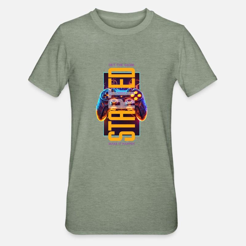 Get the game started - Unisex Polycotton T-Shirt - Militärgrün meliert