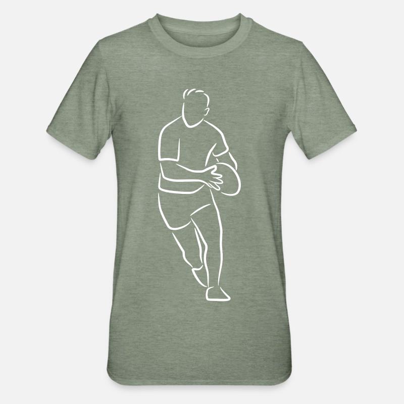 Rugby Drawing - Unisex Polycotton T-Shirt - heather military green