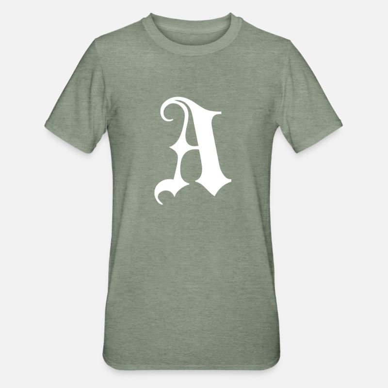 Gothic Monogram A Script - Unisex Polycotton T-Shirt - heather military green