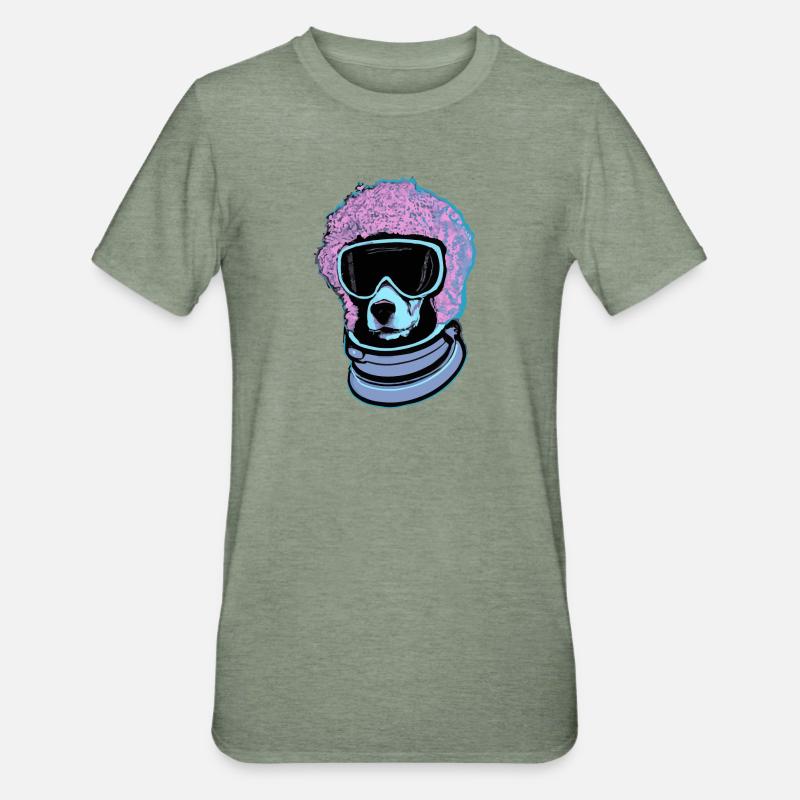 Synthwave Caniche Chien Chiot - T-shirt polycoton Unisexe - vert kaki chiné